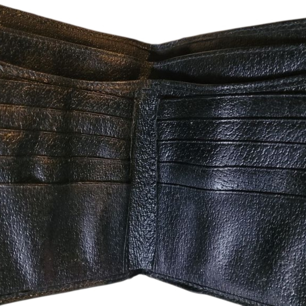 Gucci Black Wallet COMPACT Monogram Metal Bar French Flap Wallet Black AUTHENTIC - Picture 11 of 13